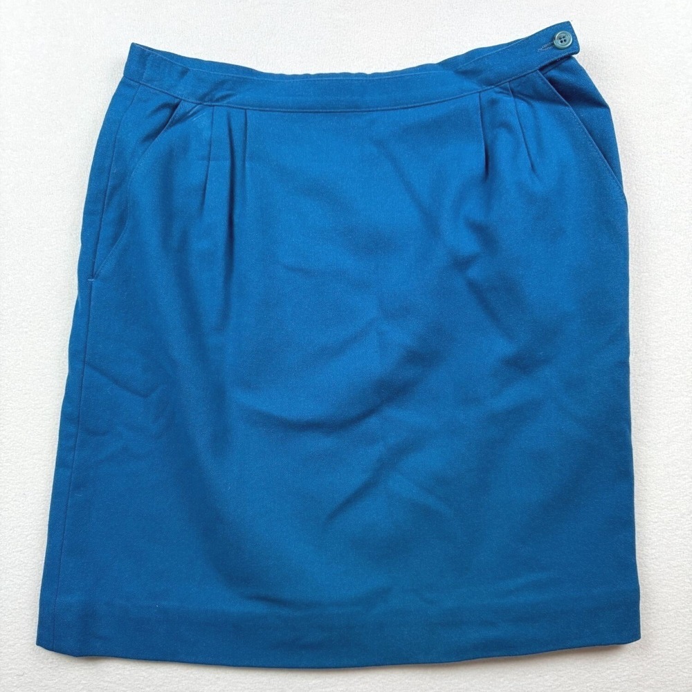 Vintage Pendleton‎ Wool Skirt Size 12 Blue Pleated Knee Length Classic
